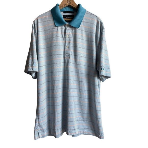 Greg Norman Play Dry Moisture Wicking Blue x Blue Striped Golf Polo Shirt Size X - Picture 1 of 6